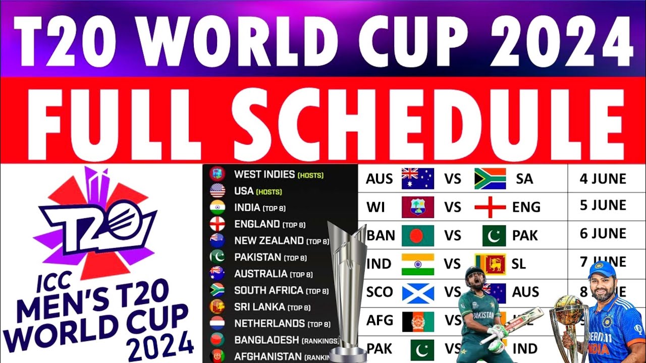 ICC Announces t20 world cup 2024 full schedule