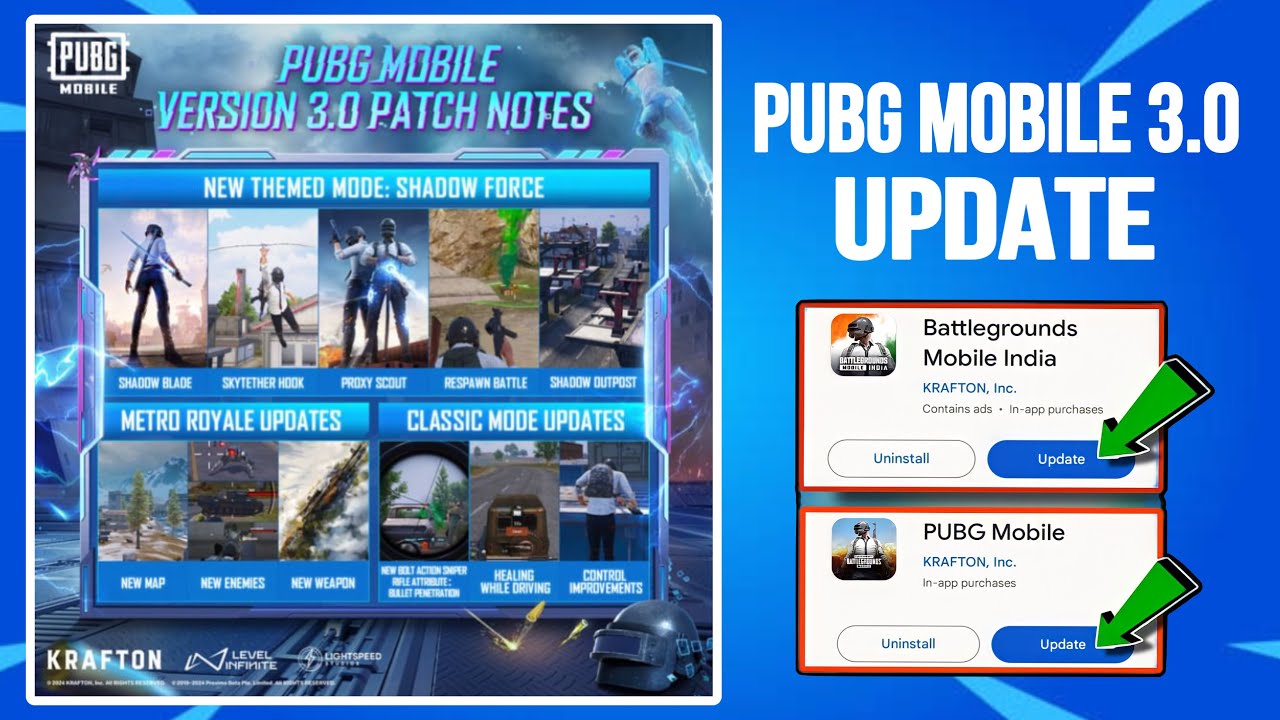 PUBG Mobile 3.0 Update Shadow Force Patch Notes